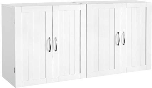 Yaheetech Lot de 2 Armoire Murale Salle de Bains Toilette Placard Commode Suspendu pour Cuisine Salon Stockage Blanc