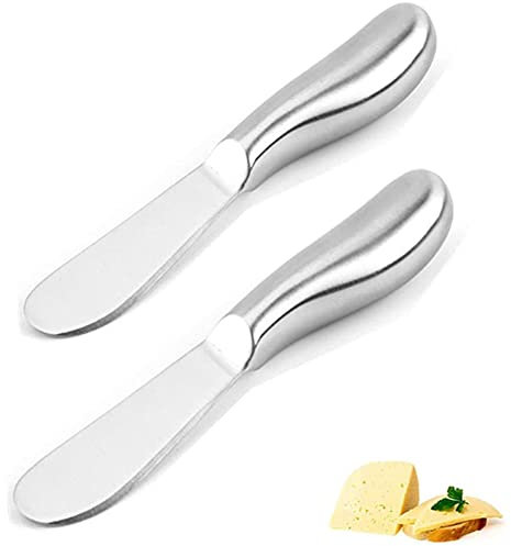 aoixbcuroc 2Pcs Couteau à Beurre, Épandeur de Fromage et de Beurre, Lame en Acier Inoxydable Avec Poignée Ergonomique