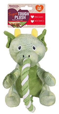 Green Rope Dragon, Plush Interactive Dog Toy - Green