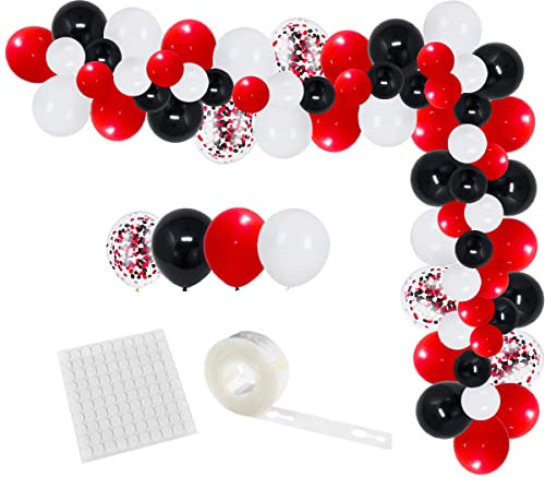 109 Stück Schwarz Rot Konfetti Ballon Kit - 12 Zoll Schwarz Rot Weiß Konfetti Ballons Für Babyparty Geburtstagskleid Abschlussfeier Casino Party Dekoration Lieferungen111