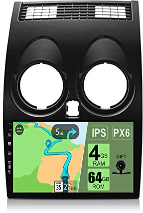 YUNTX PX6 Android 14 2 Din Autoradio adatto per Nissan Qashqai J10(2008-2014) - 4G+64G - Gratuita Telecamera Posteriore - 9 pollici -Support DAB/Controllo del Volante/WiFi/Bluetooth/Mirrorlink/Carplay