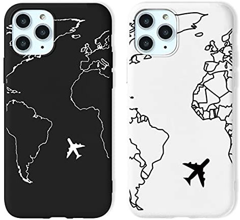 Yoedge 2 pezzi Cover per iPhone 11 Nero e Bianco Silicone Design Design Ultra Sottile Antiurto Custodia di Protezione Gel TPU Morbida Bumper Cover Case per iPhone 11 6,1, Aereo