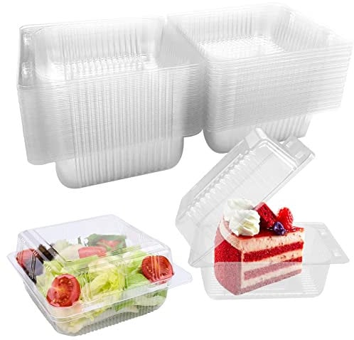 Maridergo 50 Pieces Single Individual Cake Slice Boxes, 4.2 Inch Dessert Containers Cheesecake Boxes Stackable Square Boxes Clear Food Boxes with Lids for Pastry, Salad, Cakes