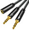Yeung Qee Headphone Mic Splitter CTIA Standard 3.5mm Female to 2 Dual 3.5mm Jack Male Microphone Audio Y Splitter Adapter Cable Compatible with PC,Laptop Desktop,Gaming Headset, Speaker(30cm,black)