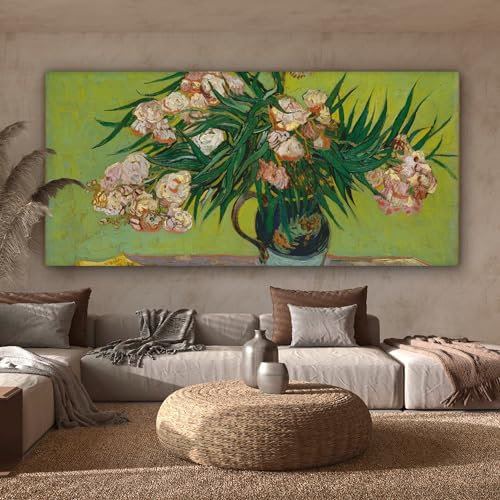 MuchoWow Leinwand Bilder, Einzigartige Wanddeko mit Rahmen, Der Oleander - Vincent van Gogh, Wandbilder Wohnzimmer, Deko Schlafzimmer 160x80 cm