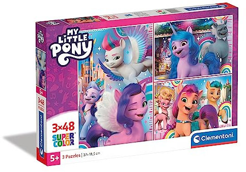 Clementoni - 25275 - Supercolor Puzzle My Little Pony - 3 X 48-Piece Jigsaw Puzzles - Jigsaw Puzzle For Kids Age 4