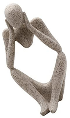 Denker Statue Abstrakte Kunst Skulptur: Beige Harz Denker Figur Sammlbare Moderne Menschliche Statue Bücherregal Dekor für Home Office