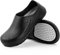 Chef Shoes for Men,Non Slip Oil Resistant Waterproof Safety Garden Work Shoes Comfortable Nursing Shoes for Nurse Crews Indoor Outdoor, Chef Clogs for Kitchen Restaurant Garden Bathroom Black