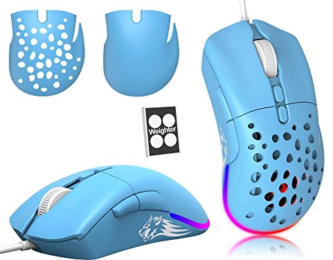 ZIYOU LANG G-Pro Souris D19 Mouse de Jeu Filaire pour Ordinateur Portable, Backlight de Souris programmable 7 Boutons, Jeu de Souris Bleu, 12 000 dpi réglables, pour Windows Mac/MacBook Pro/PC