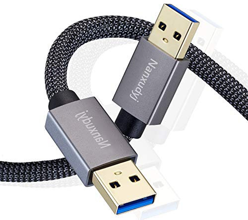 Nanxudyj 2ft USB 3.0 Type A Male to Male Cable for Data Transfer, Compatible with Laptops, Hard Drives, TVs, Cameras, etc.