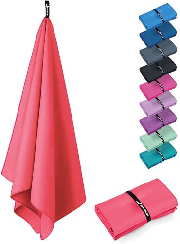 Fit-Flip Microfaser Handtücher - kompakt und leicht - Mikrofaser Handtuch schnelltrocknend - als Reisehandtuch, Sporthandtuch, Strandtuch - Badetuch groß (1x 80x40cm, Sunkist Coral)