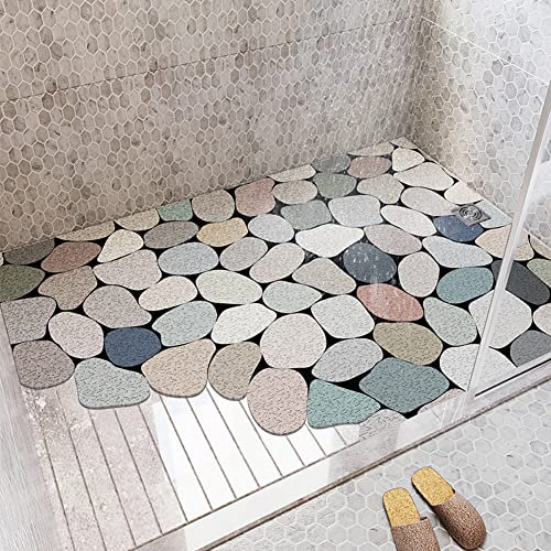 MOTT 50 Luffa-Duschmatten mit Fußmassage, umweltfreundliche PVC-Bodenmatte, keine Saugnäpfe, Badezimmermatten mit Ablaufen, extra große, rutschfeste Badematte, 80*80cm