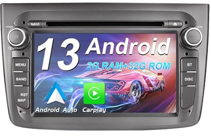 AneQu Android 13 Car Radio Car Stereo GPS Navigation per Alfa Romeo Mito 2008 in poi 7 pollici Car Multi-Media Player Head Unit con built-in Carplay IPS Display Blutooth WIFI 4-Core 2+32G (grigio)