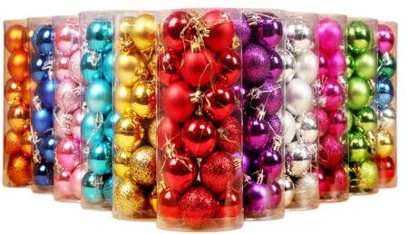 Personalised Navy Blue Christmas Baubles, 24PCS 30mm Shatterproof Ornaments with Hanging Loop - Pink, Green, White, Gold, Silver, Red