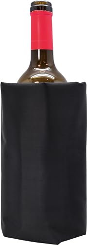 VB VIN BOUQUET Funda Enfriadora Ajustable para Botellas de Vino con Sistema Elástico Antideslizante, gel interior, Negra