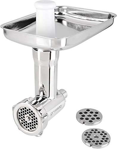 grossag 1392 KFW 601 Set Fleischwolf Edelstahl Aufsatz kompatibel mit SMEG Küchenmaschine - Mit Spritzgebäck-Vorsatz und mit Wurstfüll-Vorsatz aus Edelstahl