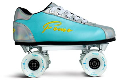 Fomoteam Roller Skate Speed for Indoor and Outdoor (Gold-Blue, 38)