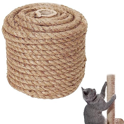 GIGIIS Cuerda de Yute de rocío Natural 10 mm de Grosor y 20 m de Largo Cuerda de cáñamo cordón de Yute Hilo de macramé Cuerda de Paquete Cuerda de Yute Trenzada para jardín Manualidades Embalaje