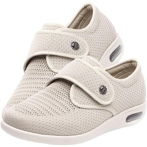 Scarpe Ortopediche Donna Scarpe Diabetici Estive Piedi Gonfi Pantofole per Anziani Ginnastica (Color: Beige, Size: 40.5 EU)
