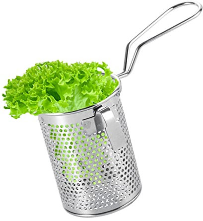 Panier à pâtes en maille avec poignée, Passoire à pâtes en acier inoxydable Passoire en maille Passoire en filet Panier à friture Tamis de cuisine à mailles fines pour nouilles et dumplings, 10 cm