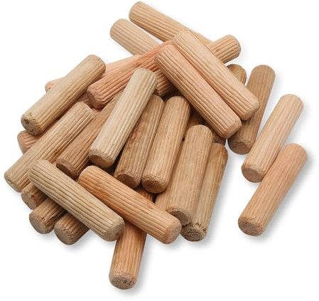 50PCS Kiln-Dried Hardwood Wooden Dowel Pins – Precision Fluted & Beveled Design (8mm x 30mm) for Strong & Secure Joints in Furniture, Cabinetry, Crafting, Carpentry, and DIY Woodworking Projects