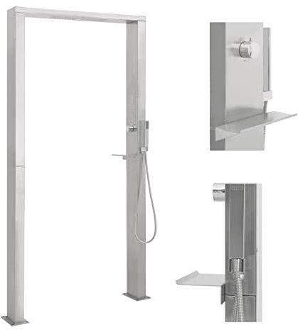 ARKEM Ducha de Exterior de Acero Inoxidable Chorro Doble Grifo Ducha Columna