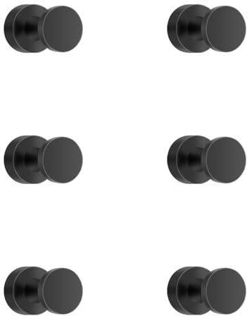 Fugoviin 6 Pezzi Ganci Adesivi Nero, Ganci Attaccapanni da Parete, Gancetti Adesivi, Gancio Adesivo per Cucina, Bagno, Ufficio e Camera, ecc.