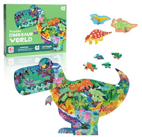 Zodors Puzzle Dinosaurier Kinder, 295 Teile Tier Besondere Puzzle Puzzle Spielzeug, Pädagogisches Spielzeug Geschenk für Kleinkinder Jungen Mädchen ab 3 4 5 6 7 8 9 Jahren