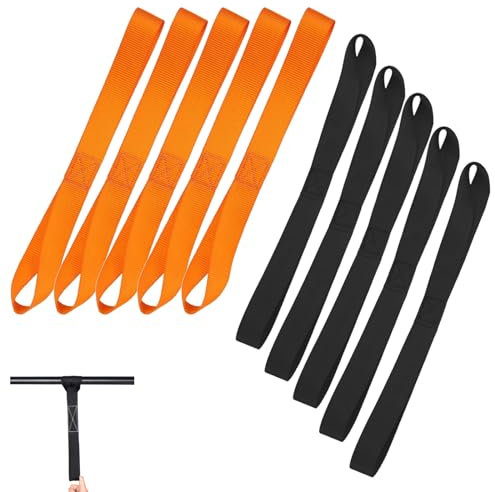 10 Stück Zurrschlaufen,2,5 × 30,5 cm Weiche Schlaufen Spanngurte,Zurrschlaufen Befestigungsriemen Set für Fahrrad Motorrad Transport (Schwarz, Orange)