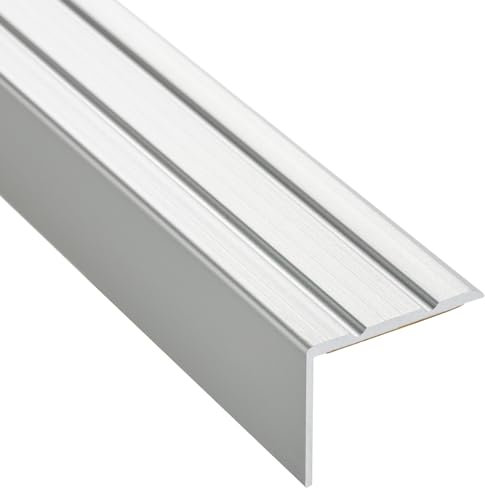 SOTECH 2 Stück Treppenprofil 1000 x 25 x 18 mm, selbstklebend, silber eloxiert, Abdeckschiene aus Aluminium für Laminat, Fliesen, Parkett uvm.