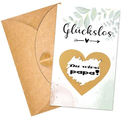 ZELAITE Schwangerschaft verkünden PaPa mit Rubbelkarten, Rubbelkarte Du wirst PaPa mit Kuvert, Überraschung Geschenke für die Familie zum Schwangerschaft verkünden (PaPa)