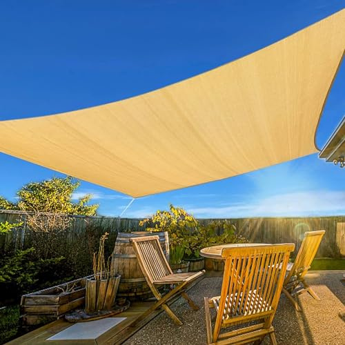 Gorssen Sonnensegel Wasserdicht 4x4m Rechteck PES Polyester Sonnensegel Sonnenschutz Windschutz 95% UV Schutz Schattenspender,Reißfest Wetterfest für Garten,Terrasse,Balkon und Camping