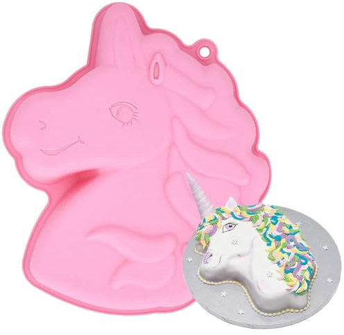Stampo In Silicone Unicorno, 3D Unicorno Stampo, Stampo per Torta 3D, Teglia Da Forno a Forma Di Unicorno, Per Torte, Gelati, Cioccolato, Bpa, Senza Bpa-Rosa