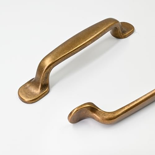Coinkoly 10 Pack Antique Brass Cupboard Handles - 96mm Hole Centers, Kitchen & Wardrobe Handles, UK0004
