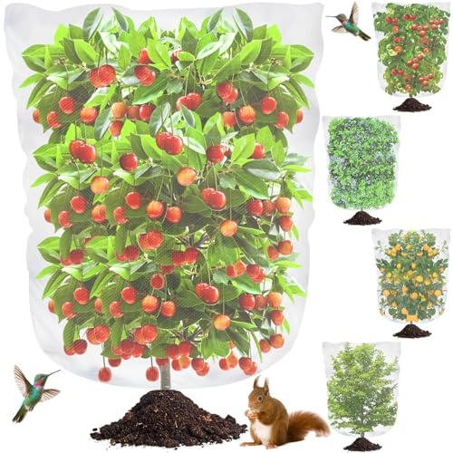 Vogelnetz für Heidelbeersträucher, Baumnetz, Barriere, Pflanzenschutzbeutel mit Kordelzug, Heidelbeerstrauchnetz, Abdeckung für Garten zum Schutz von Heidelbeeren, Früchten, Blumen, Pflanzen, 4 Stück