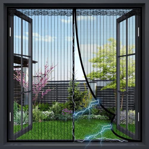 Homgaty Fly Screens for Windows,110 x 120cm Magnetic Fly Screen Window and Window Curtains Dual-use Easy Installation Prevents Insects/Flies/Mosquitoes from Entering The Room