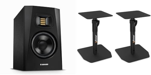 Adam Audio Monitor de Estudio T5V para grabación, Mezcla y masterización, Sonido de calid & Audibax Neo STM-20 - Soporte de Escritorio de Altavoz - Soporte para Monitor de Estudio
