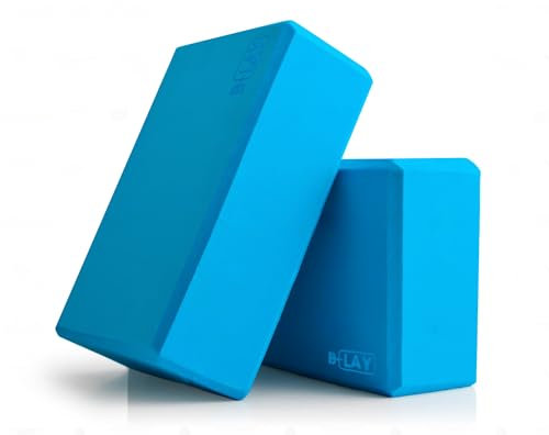 Bloques de yoga (2 ud) de espuma eva alta densidad - paquete doble de bloques para pilates, meditación, fitness - accesorios de yoga para principiantes y usuarios avanzados (AZUL)