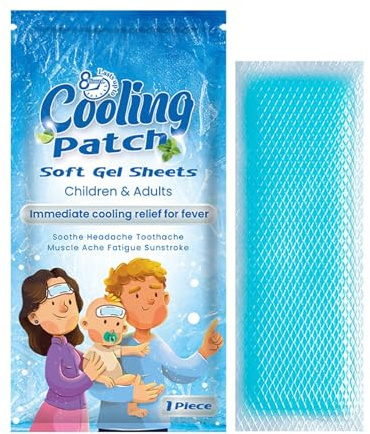 Kühlstreifen, Fieberpflaster für Kinder, Heißes Wetter, Kühlgel-Pflaster für Erwachsene, Kopfschmerzen, Kühlung, Stirnstreifen, Stirnfieber, Kühlpads zur Kühlung und Schmerzlinderung, 5 Blatt