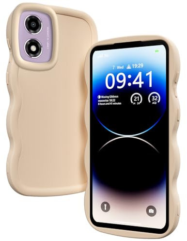 XINYEXIN Coque pour Motorola Moto E14 / Moto G24 / Moto G04, Étui Housse Vague Cadre Forme Bouclée Mignon Liquide Silicone Antichoc - Blanc