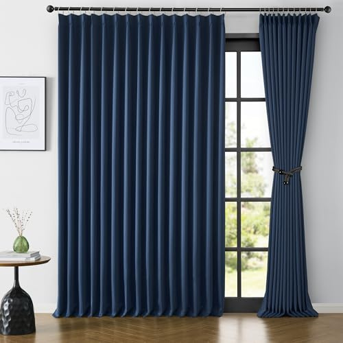 Extra breite Terrassen-Schiebetürvorhänge, 213 cm lang, 2 Paneele, 254 x 213 cm, vertikale Jalousien für Esszimmer, mit Quetschfalten, Raumteiler, Vorhänge für französische Türen (254 cm breit x 213