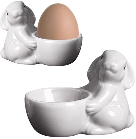 Yaztauho Hueveras para huevos pasados ​​por agua,Soporte para huevos pasados ​​por agua,Decoración de cerámica para huevos de conejito de Pascua | Decoración linda y sencilla del soporte del huevo del
