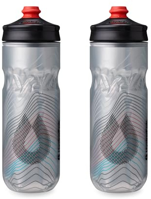 HydraPak | Polar Bottle - Polar Surge Insulated Bike Water Bottle 2-Pack - High Flow, Cycling & Sports Squeeze Bottle (Ascent Silver, 600ml / 20oz)