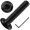 Momowin 20 Pièces Vis Noire Tete Plate M5x16mm, Vis à TêTe Creuse Hexagonale en Acier Inoxydable A2 V2A, avec Clé Hexagonale