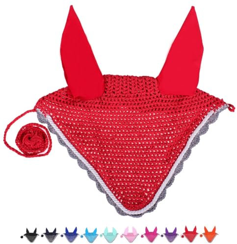 netproshop Knallige Fliegenohren, Fliegenhaube für Schutz vor Fliegen Shetty bis XL Full, Groesse:Full, Farbe:Rot
