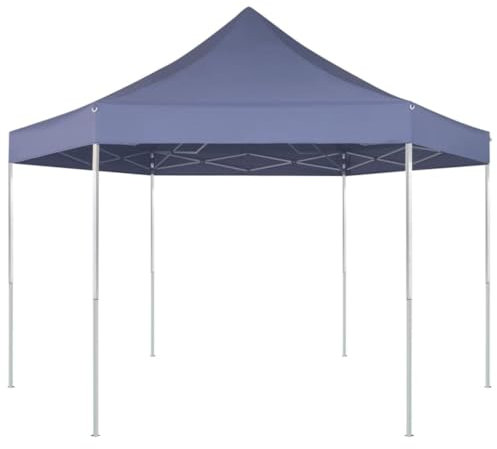 Faltbares Festzelt, sechseckig, 3,6 x 3,1 m, Dunkelblau