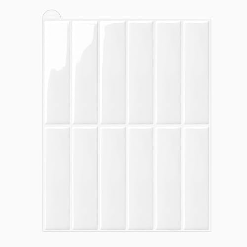 WoStick White Self Adhesive Wall Tiles, 3D Stick on Tiles Kitchen, Easy Clean Peel and Stick Wall Tile for Home Decor and Renovation, 28x22cm 10sheets