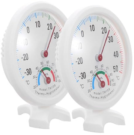 LABRIMP 2Pcs Temperature Humidity Gauge Accurate Analog Hygrometer Thermometer for Refrigerators Humidifiers Portable Humidity Tester with Display