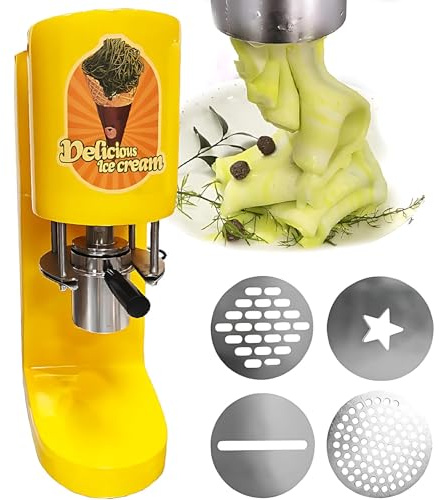 WEICNE 30 L/H Spaghetti-Eismaschine, Nudel-Eismaschine, Italienische Gelato-Spaghetti-Eismaschine, Spaghetti-Eismaschine, 80 W, 30 X 20 X 57 cm,Yellow