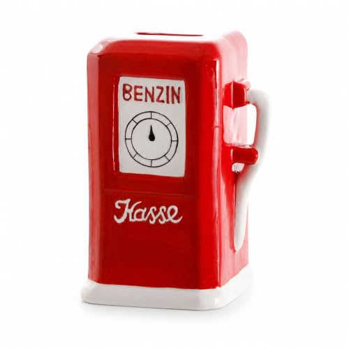 Topshop24you Spardose Zapfsäule Retro aus Keramik in Rot Deko Geldgeschenk